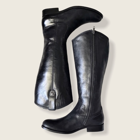 Frye Melissa Button Black Leather Knee High Boot - Picture 15 of 16